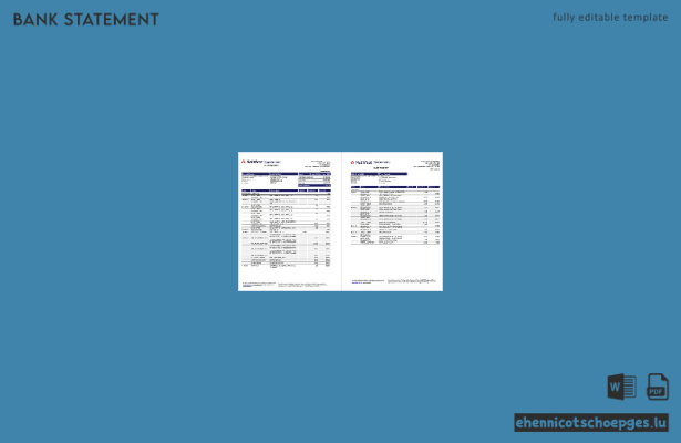 Kontoauszug der NatWest Bank (Vereinigtes Königreich) – Excel-Beispiel (2 Seiten)